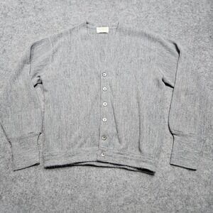 Vtg Mens LORD JEFF Acrylic Grey Sweater V Neck Cardigan Button Down XL